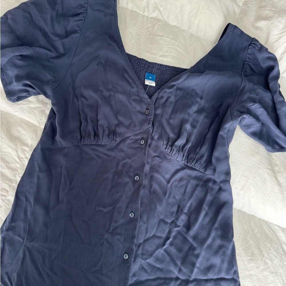 Old Navy Waist Defined Midi Dress NAVY BLUE
